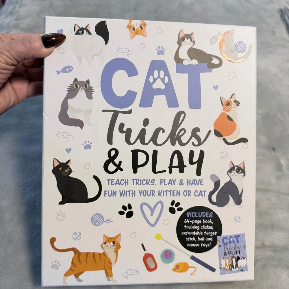 Hinkler Cat Tricks & Play Kit New Sealed Clicker Target Stick Cat Toys Book